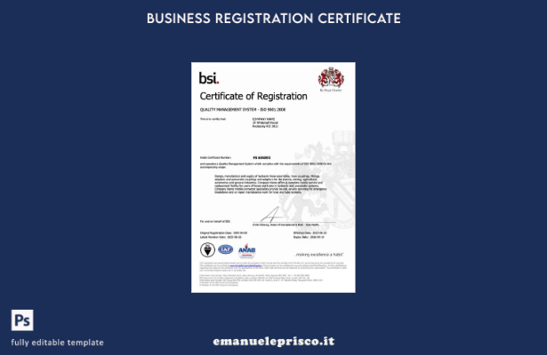 Certificato di registrazione del Regno Unito in stile verificato Modello Word e 